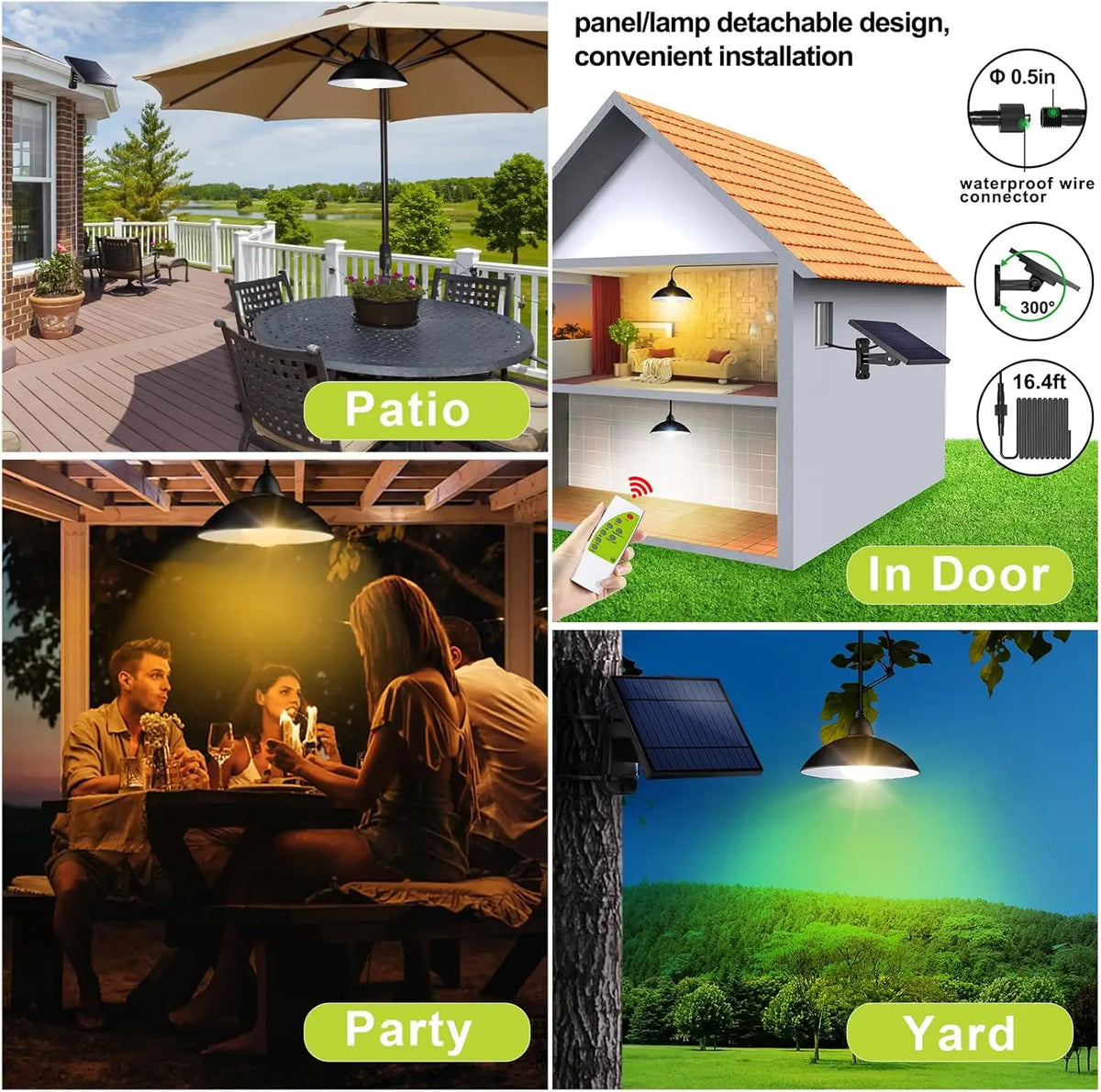 Intelamp Solar Pendant Lights With Remote For Indoor Outdoor Use