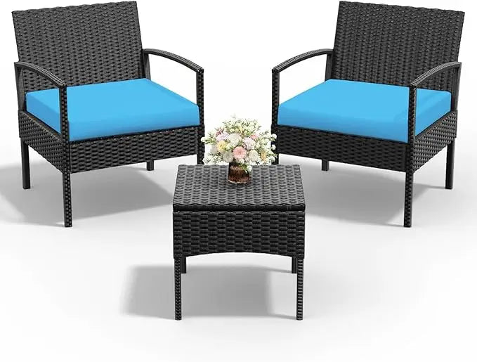 Outdoor Rattan Wicker Patio Conversation Set With Cushions