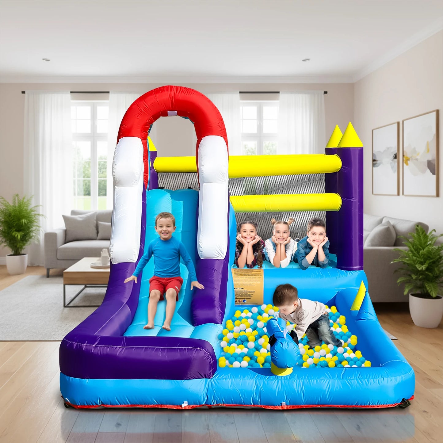 RTS Inflatable Water Slide Bounce House With Splash Pool Blower