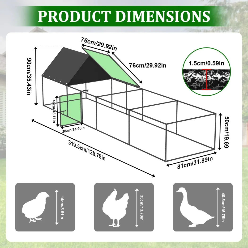 BORWART Chicken Coop Cage Outdoor Poultry Pen With Nylon Netting