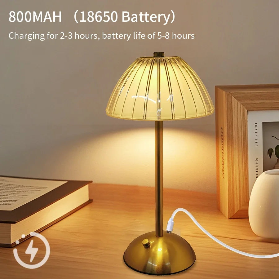 Table Lamp LED Touch Sensor  Dimmable Desktop Night Light Rechargeable Wireless Reading Lamp for Hotel Bar Bedroom Decor Light