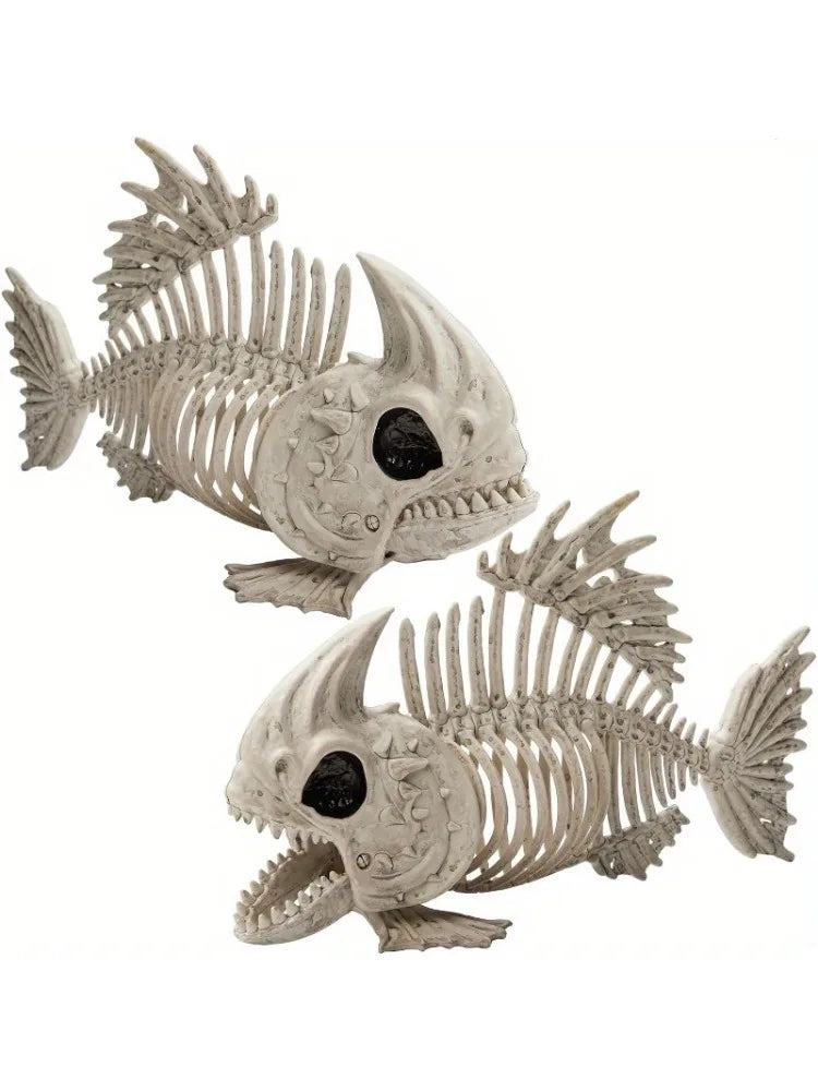 Poseable Fish Skeleton Halloween Decor For Indoor Outdoor Parties
