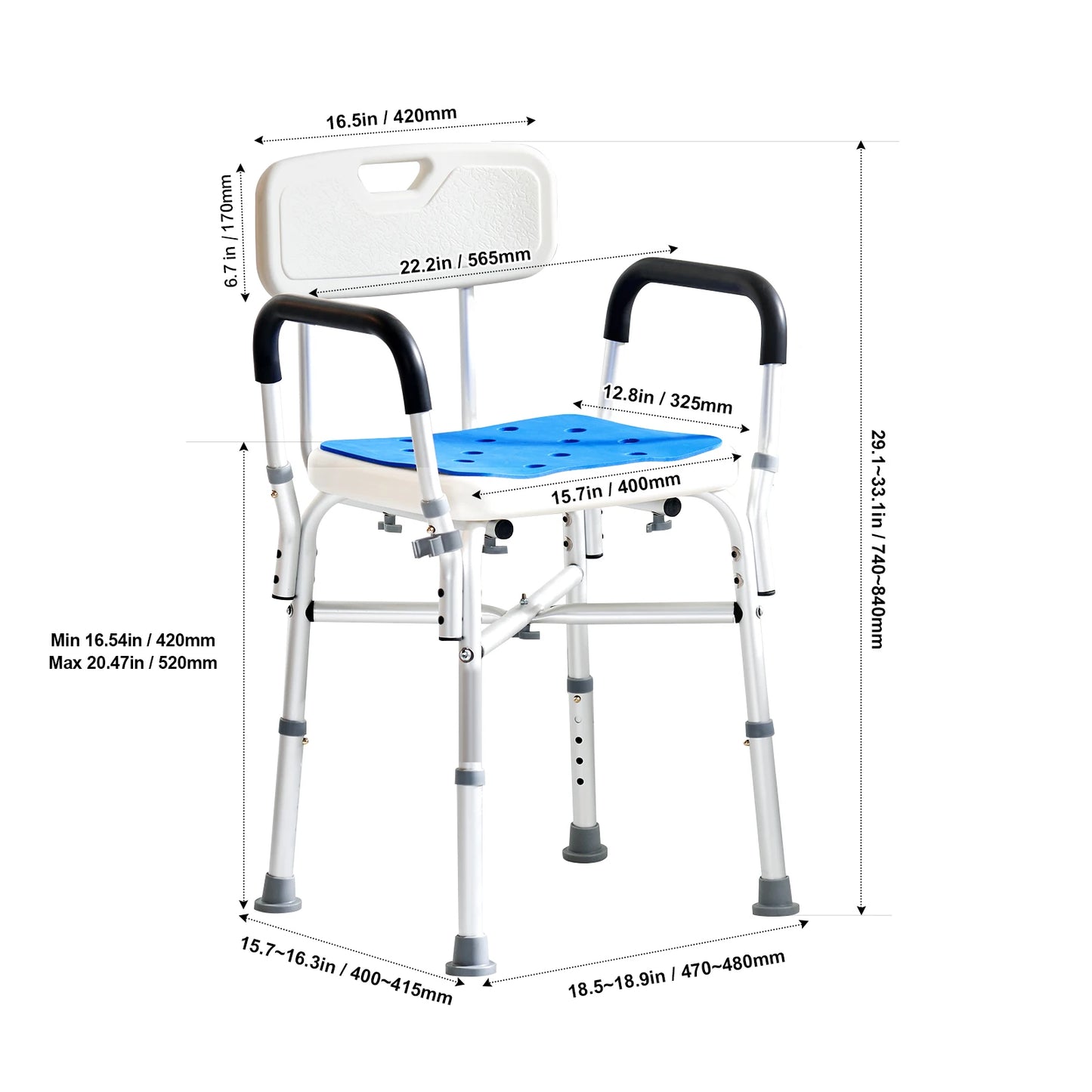 SucessBuy Adjustable Height Shower Seat Bench For Elderly