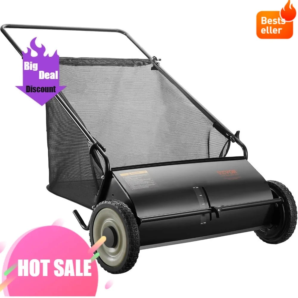 26 Wide Lawn Sweeper by VEVOR: Leaf and Grass Collection, Durable Steel Frame, Strong Rubber Tires