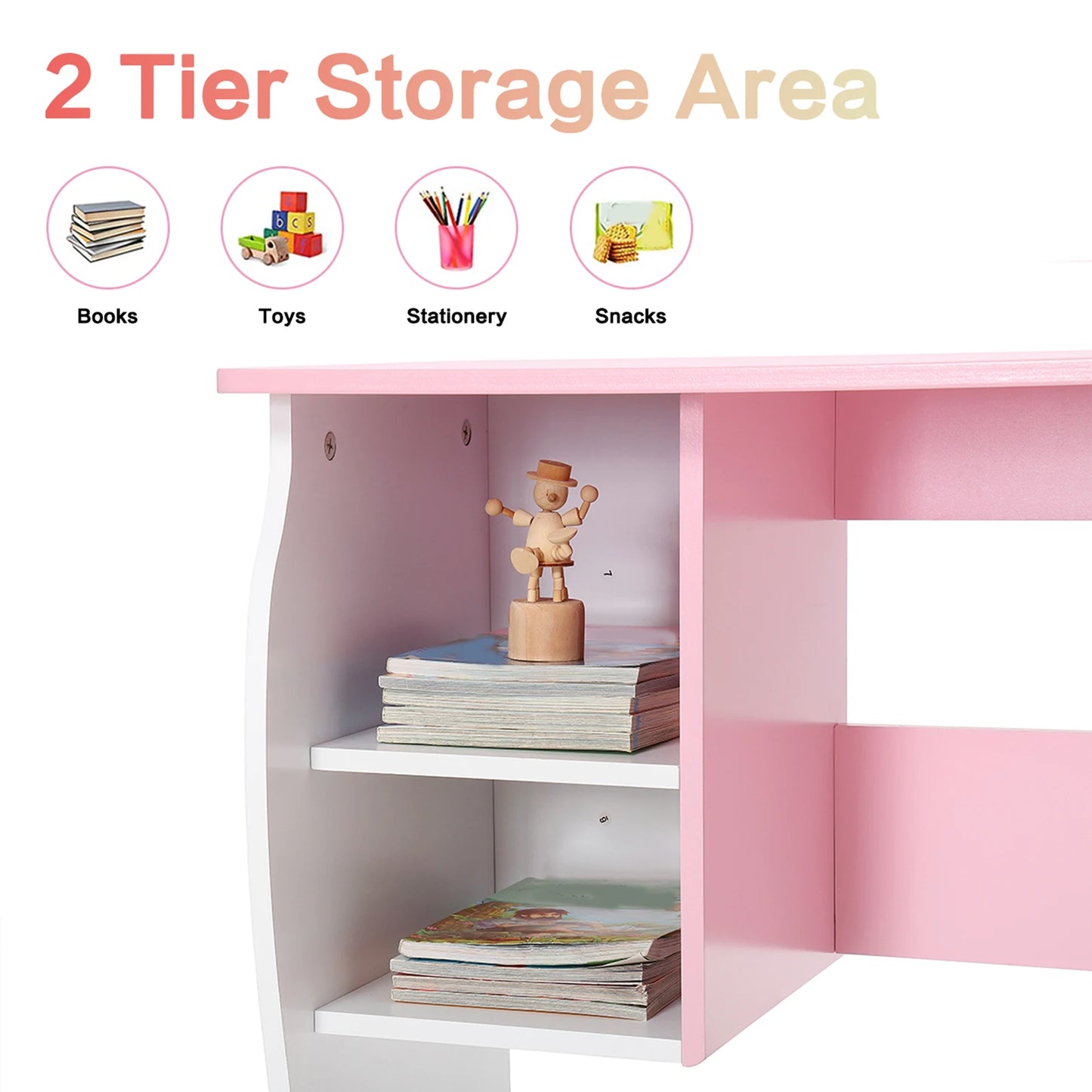 Cute Children Study Table Girls Kids Desk for Writing Kids Desk and Chair Set Study Room Furniture Children's Birthday Gift