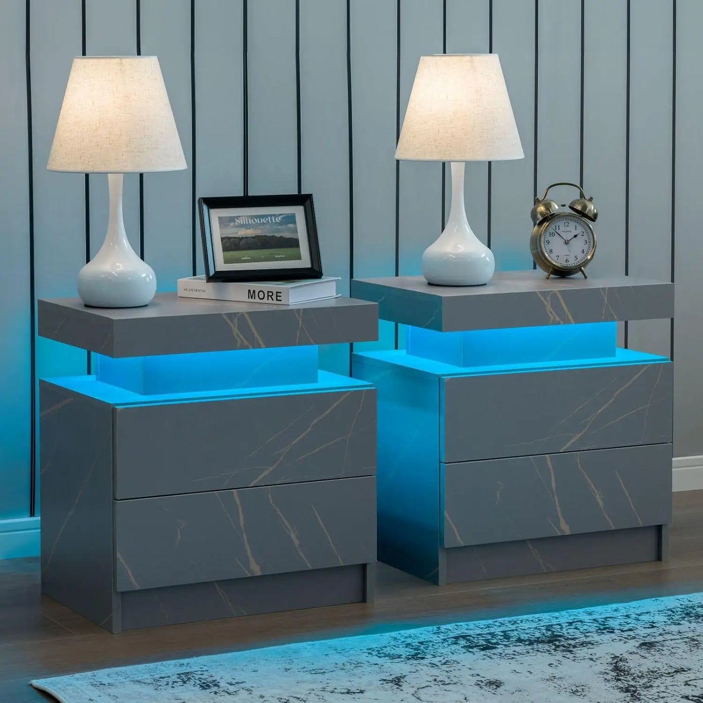 MOYU Nightstand Set of 2 With LED Drawers