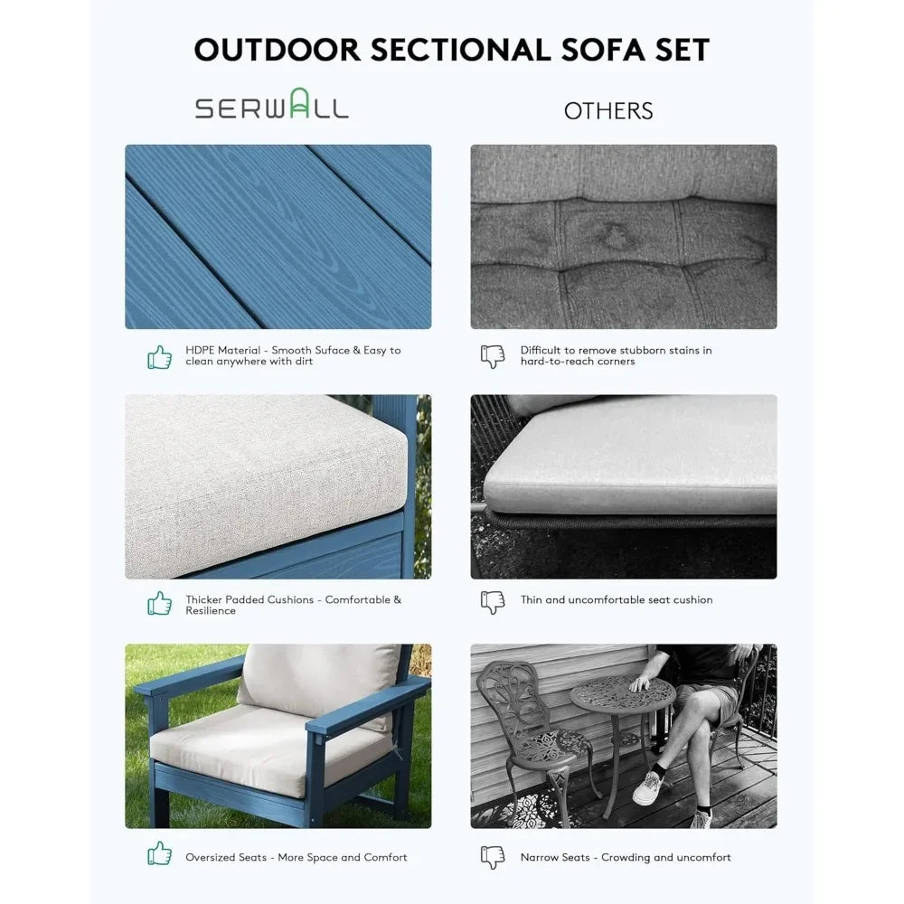 Outdoor All Weather Patio Furniture Set With Conversation Sofa