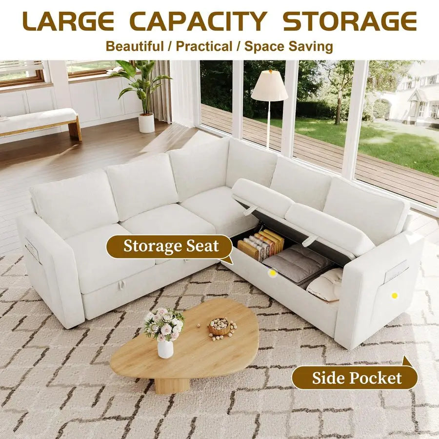 MBVM Sectional Sleeper Sofa Modern L Shaped Modular Couch