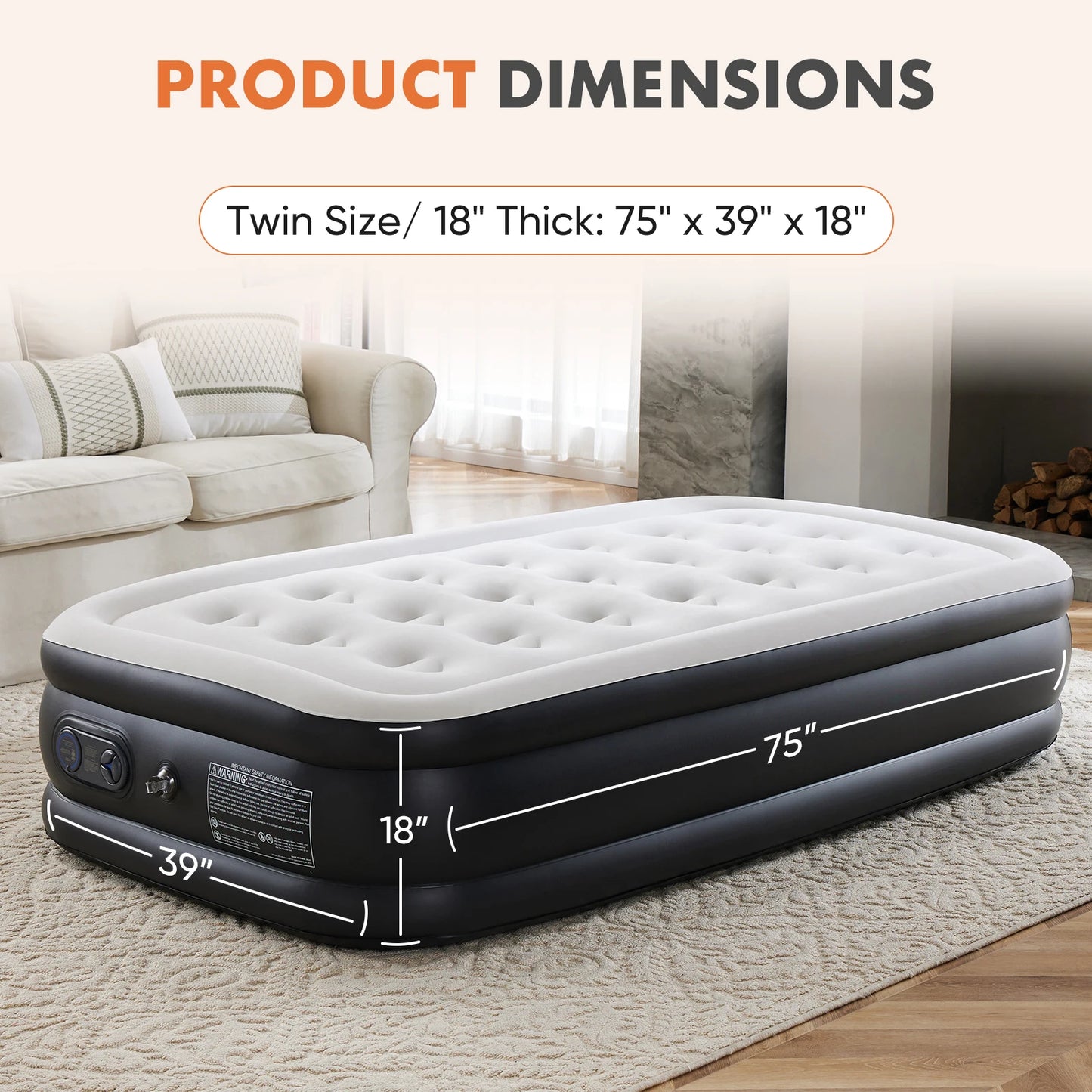 MCQ Air Mattress With Built In Pump Non Slip Bed 660 Lb Capacity