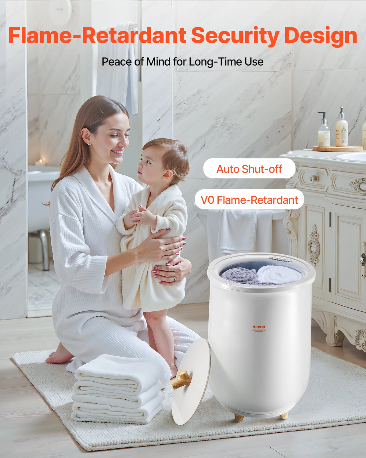 SucceBuy Heated Towel Warmer Bucket With LED Light