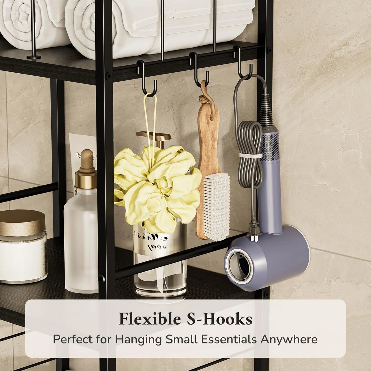 Freestanding Metal Bathroom Towel Rack With Detachable M Shaped Dividers