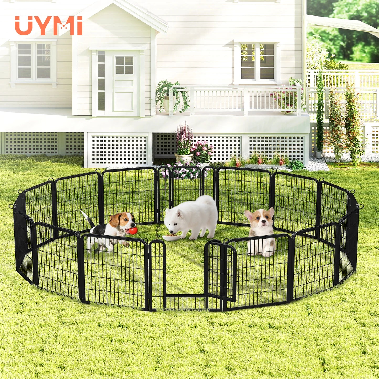 PEQULTI Heavy-Duty Metal Puppy Playpen For Indoor Outdoor Use