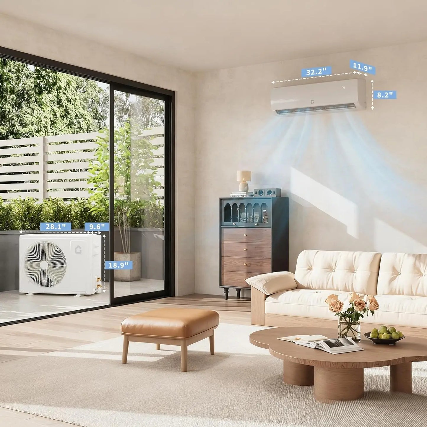 Garvee Smart 6-in-1 Inverter Split Climate Control Balanced System: 9000 BTU Cool Up to 450 Sq ft 115V 19 SEER2 6-in-1 Ductless Heat Pump Installation Kit Outside Framework Companion Component for Home Tool Kit Air Conditione