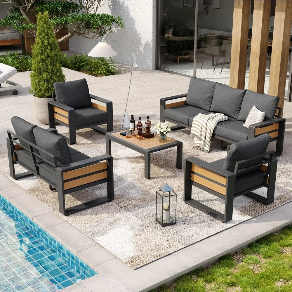 XIAOLANG Aluminum Patio Furniture Set 5 Piece Luxury Outdoor Sectional