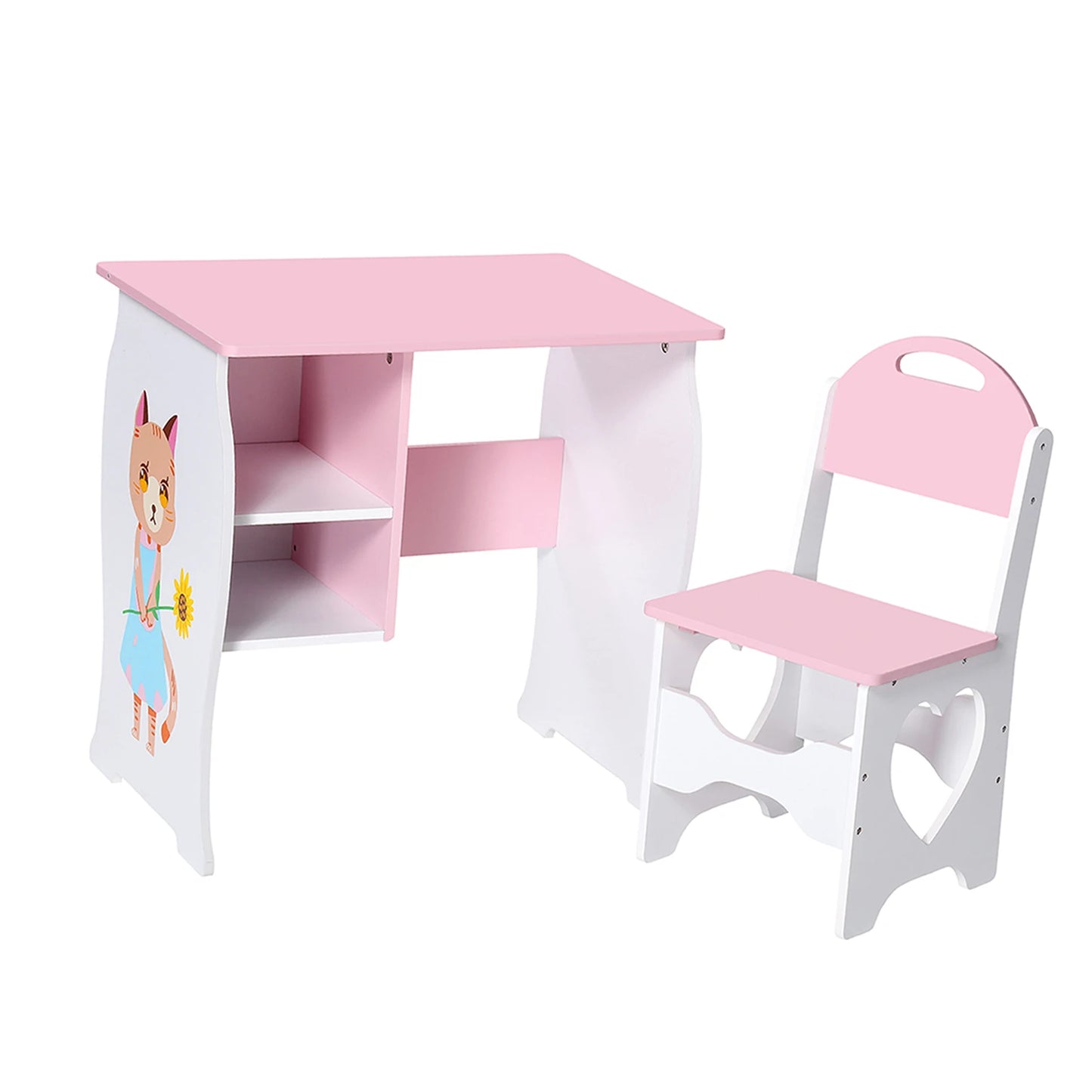 Cute Children Study Table Girls Kids Desk for Writing Kids Desk and Chair Set Study Room Furniture Children's Birthday Gift