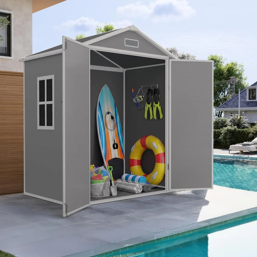 Outdoor Resin Storage Shed With Floor Waterproof For Garden Tools
