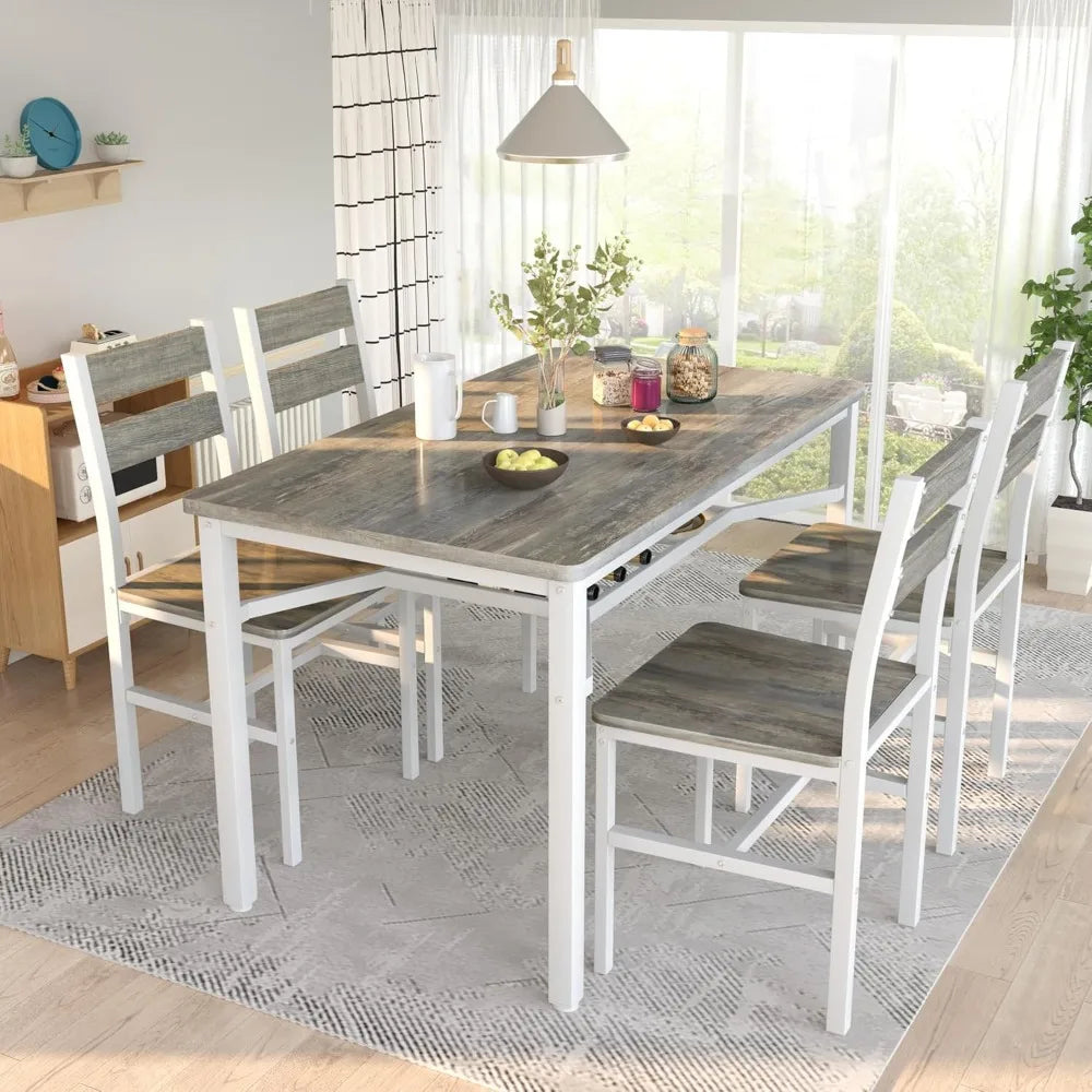 Wood Dining Table Set With Storage Shelf For Small Spaces