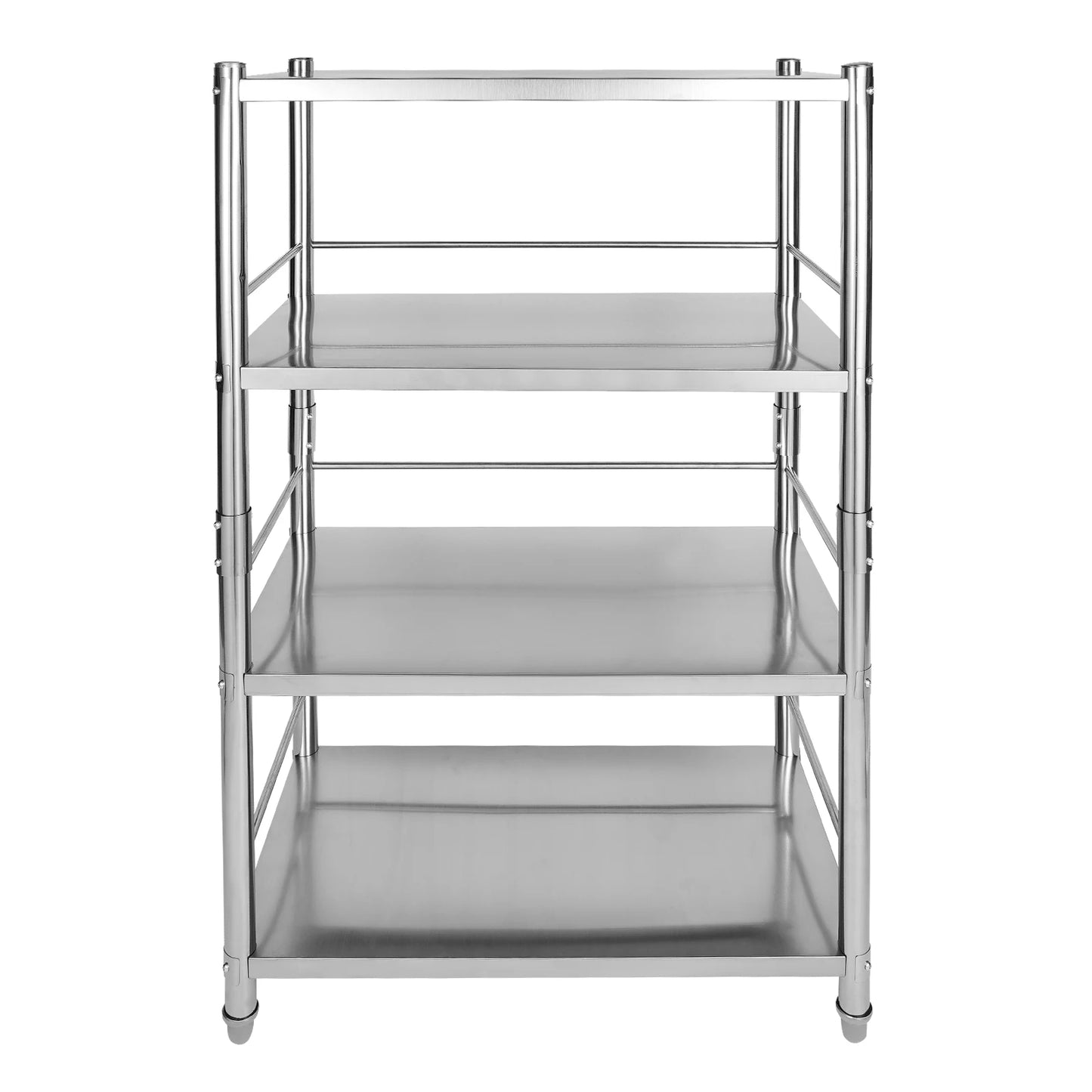 Heavy Duty Stainless Steel Shelving, 4-Tier with 200 lbs Load Capacity per Shelf, Ideal for Organizing Magazines, Beverages, and