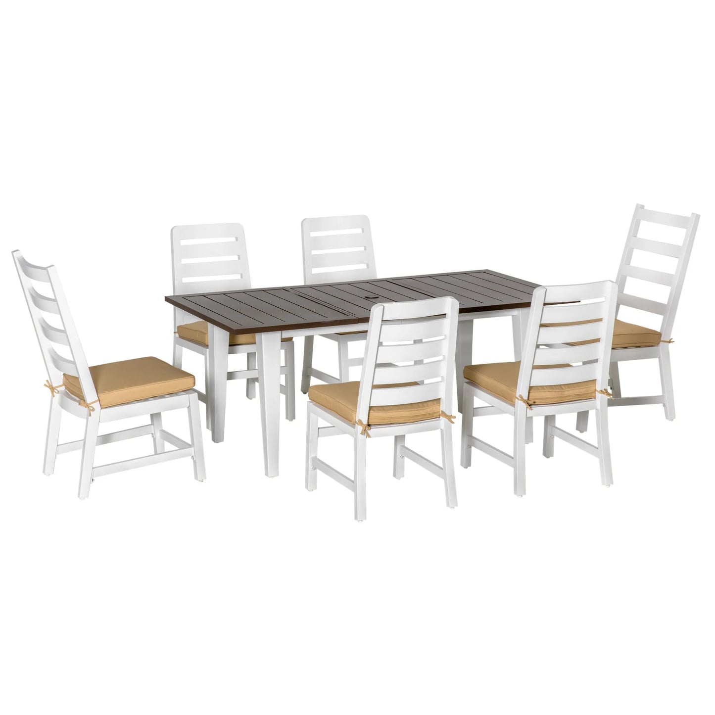 7 Piece Aluminum Outdoor Dining Set With Umbrella Hole