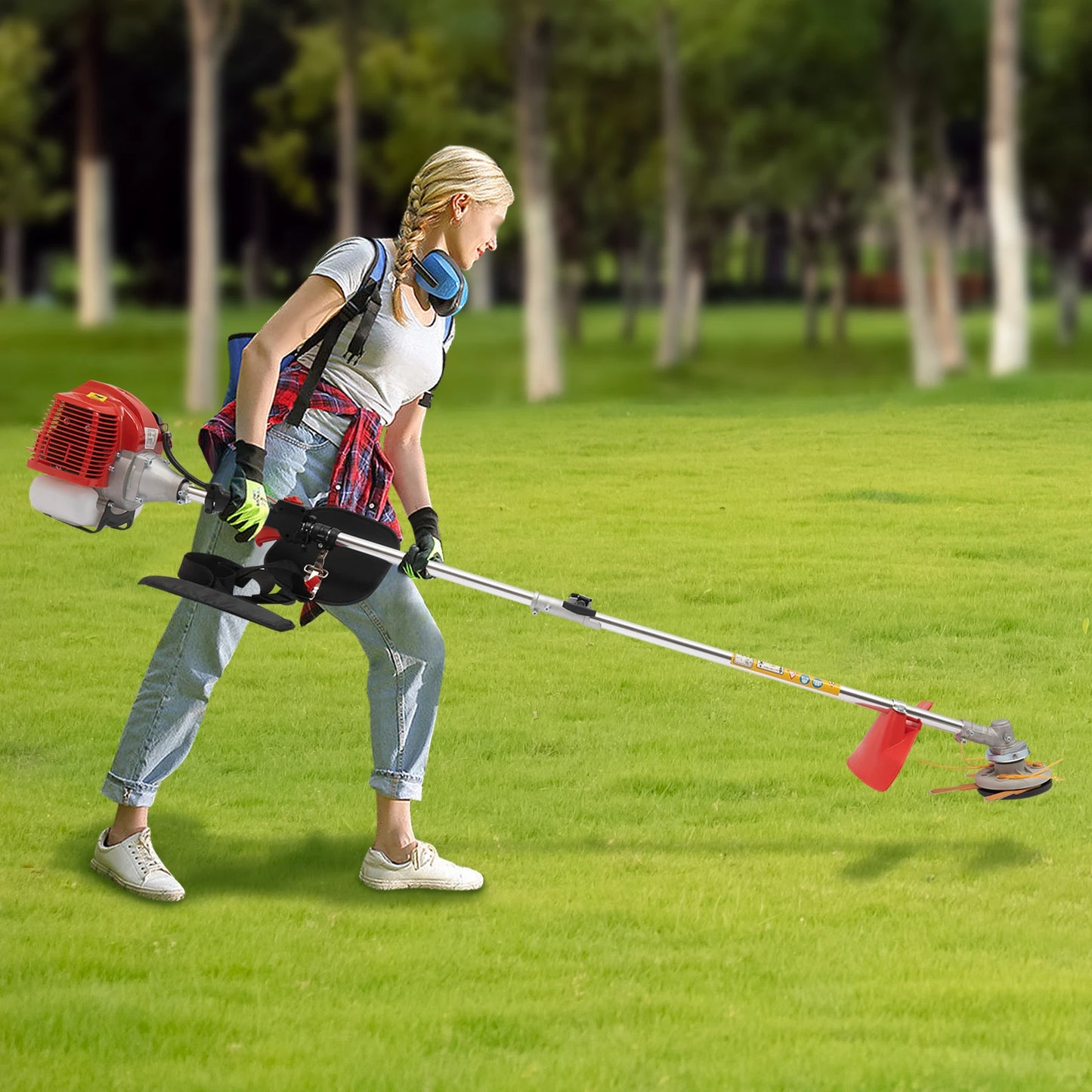 Weed Trimmer 43 CC 2 Stroke Lawn Wacker Eater Weed Grass Trimming Machine Easy Carry & Storage