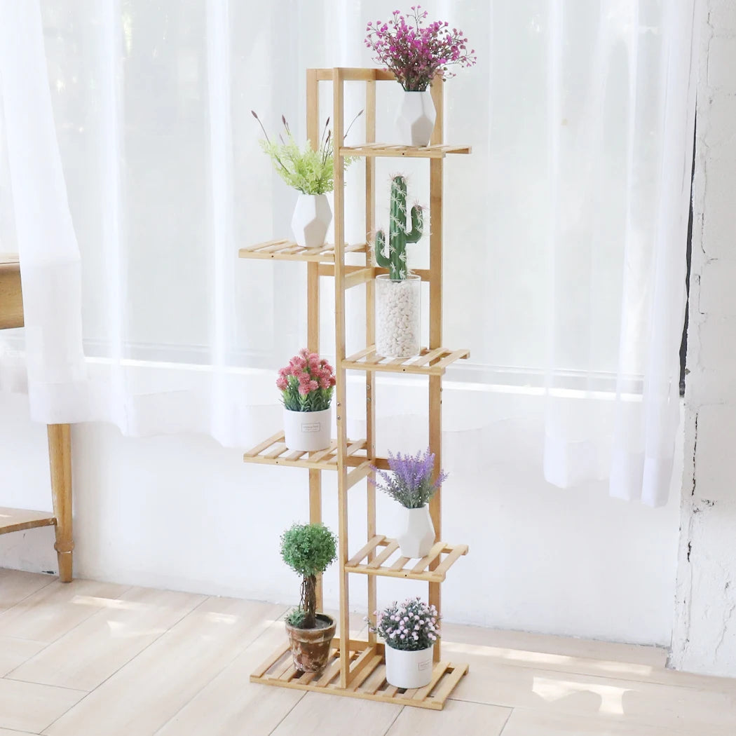 Wisfor Bamboo Corner Plant Stand Rack Tall Indoor Outdoor Shelf