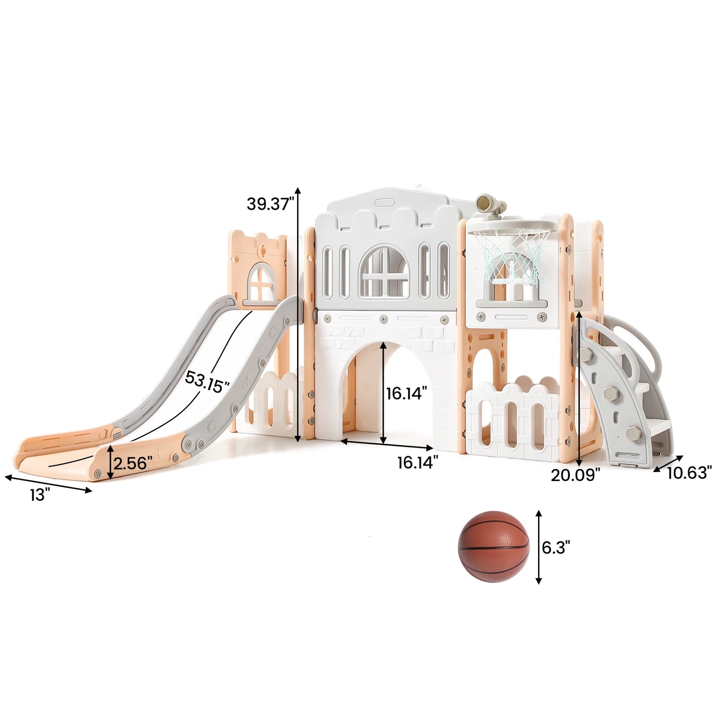 Toddler Indoor Playground Slide With Basketball Hoop