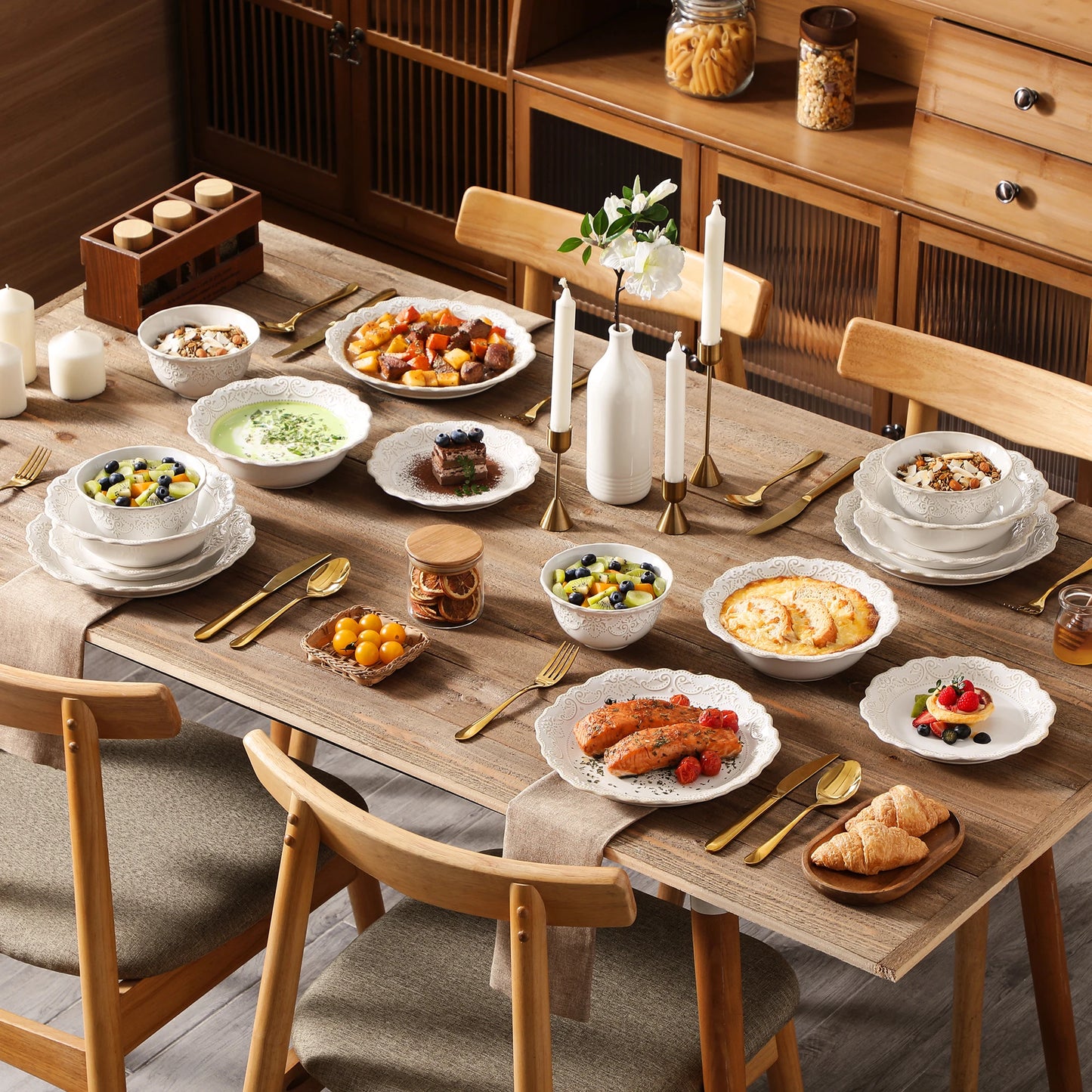 MALACASA Stoneware Dinnerware Set Western Style For Everyday Use