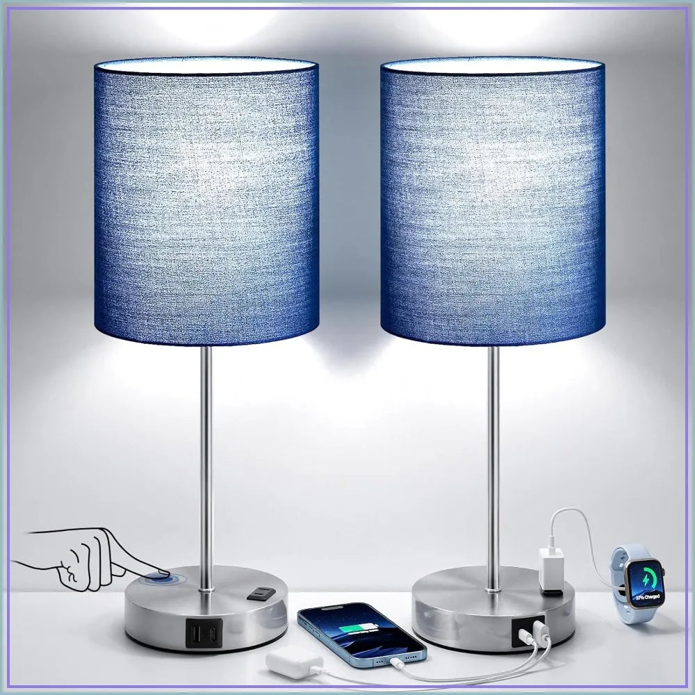 Touch Lamps Bedside USB And AC Outlet 3-Way Dimmable