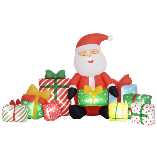 Christmas Inflatable Santa Claus Gift Boxes LED Lights Decoration