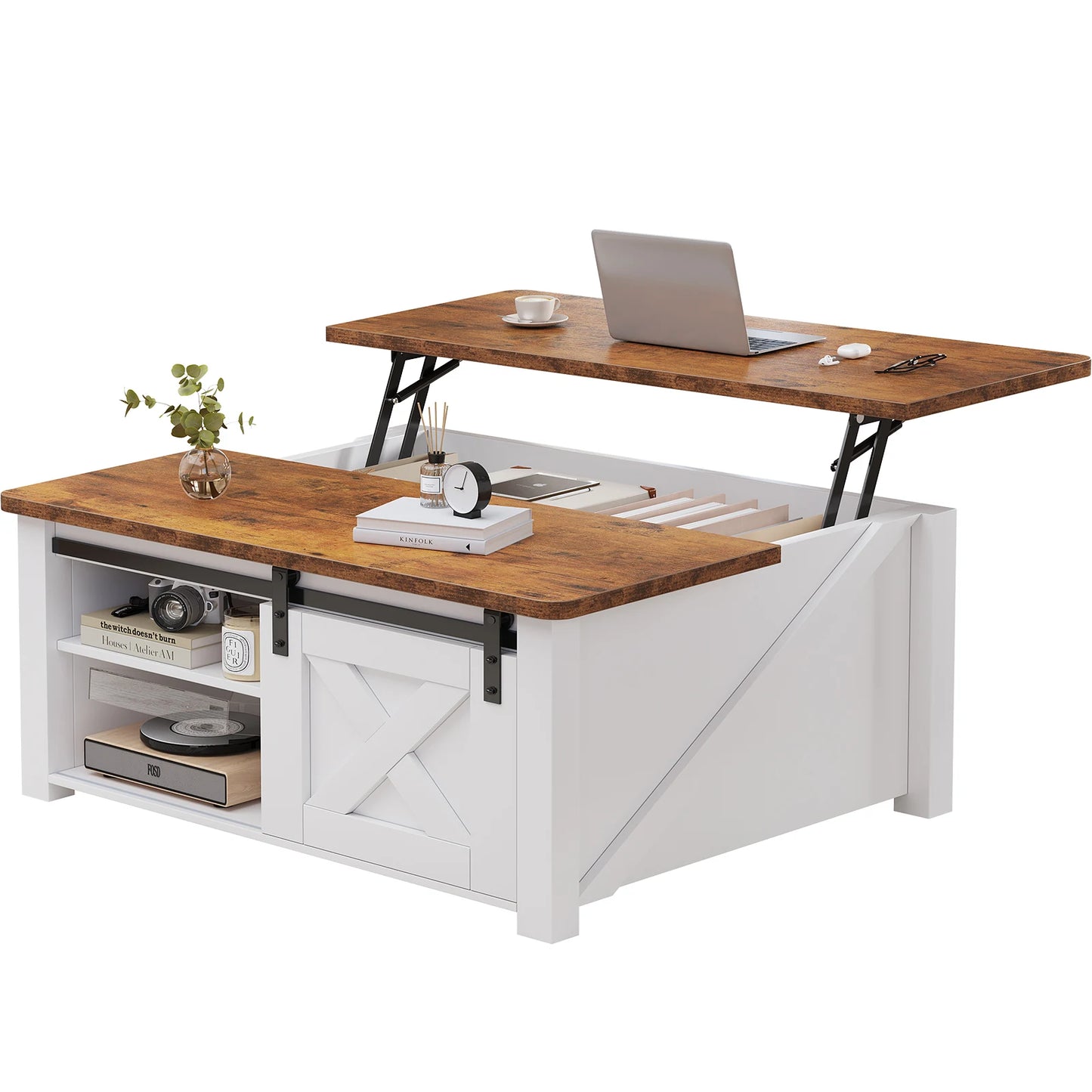 MCQ Wood Lift Top Coffee Table With Adjustable Storage