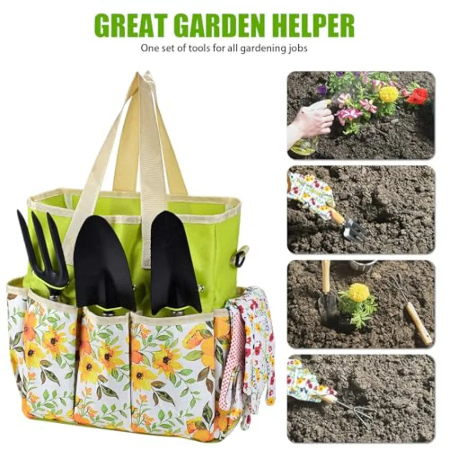 10Piece Heavy Duty Gardening Tools Set for Women and Men Durable Steel Hand Tools with Storage Handbag Box Ideal for Outdoor Ga