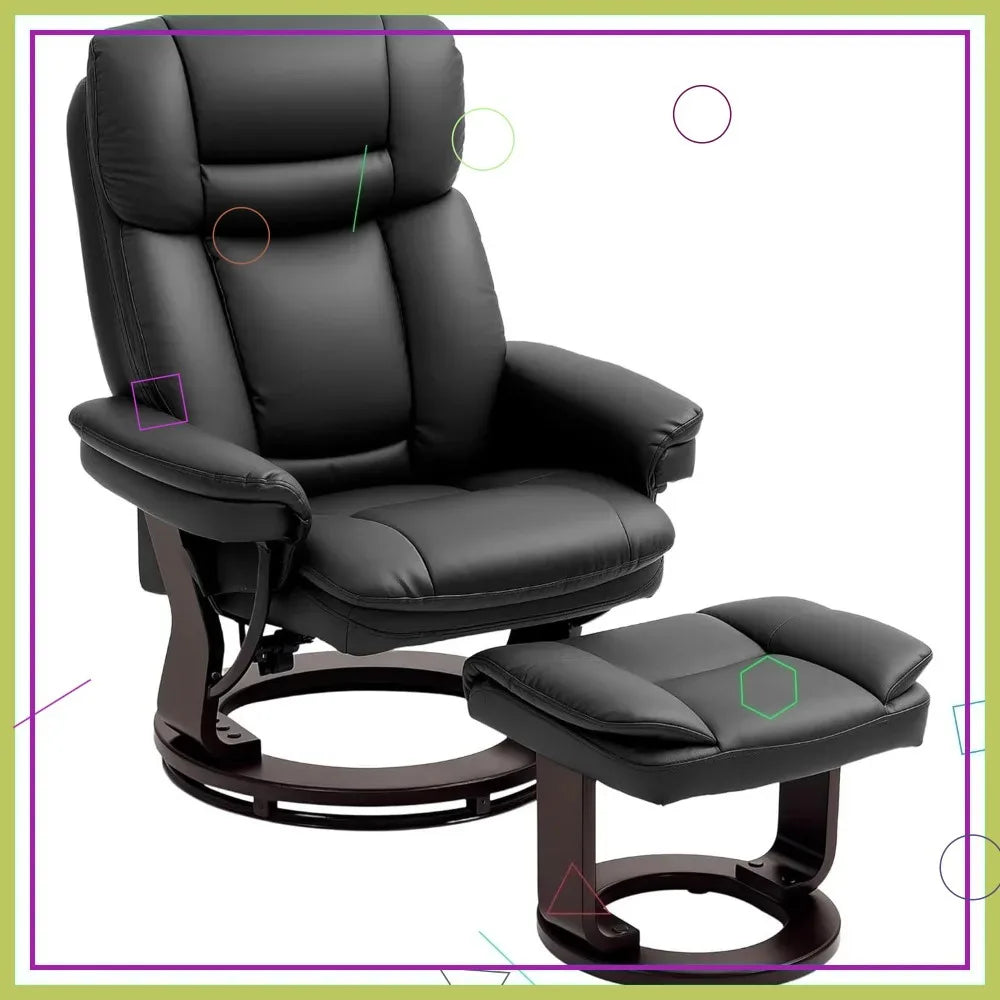 PU Leather Recliner Chair With Ottoman For Living Room