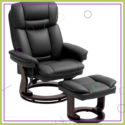PU Leather Recliner Chair With Ottoman For Living Room