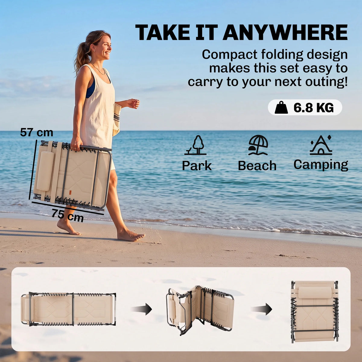 Outsunny Adjustable Folding Reclining Chaise Lounge Chair With Pocket