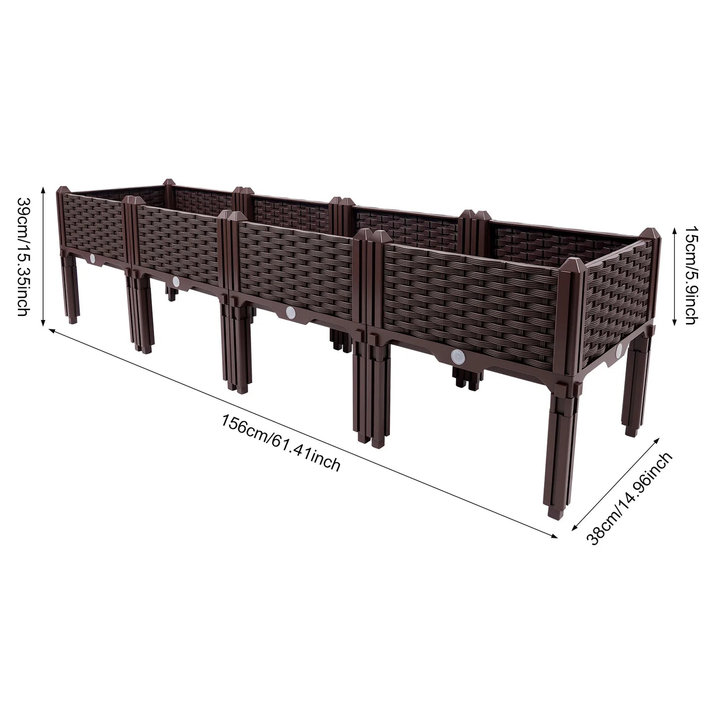 Size 61*15*15in 5.9in Deep Raised Garden Bed Planter Raised Beds Outdoor Plants Raised Elevated Rectangular Garden Box Kits