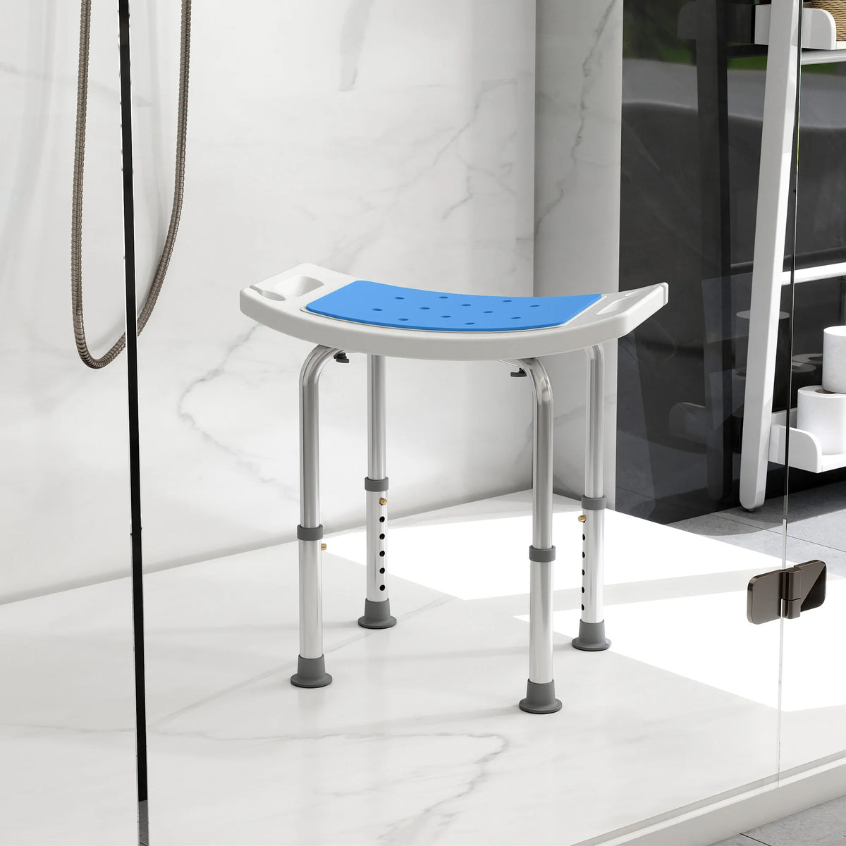 HOMCOM Adjustable Curved Bath Stool With Handles For Shower Safety