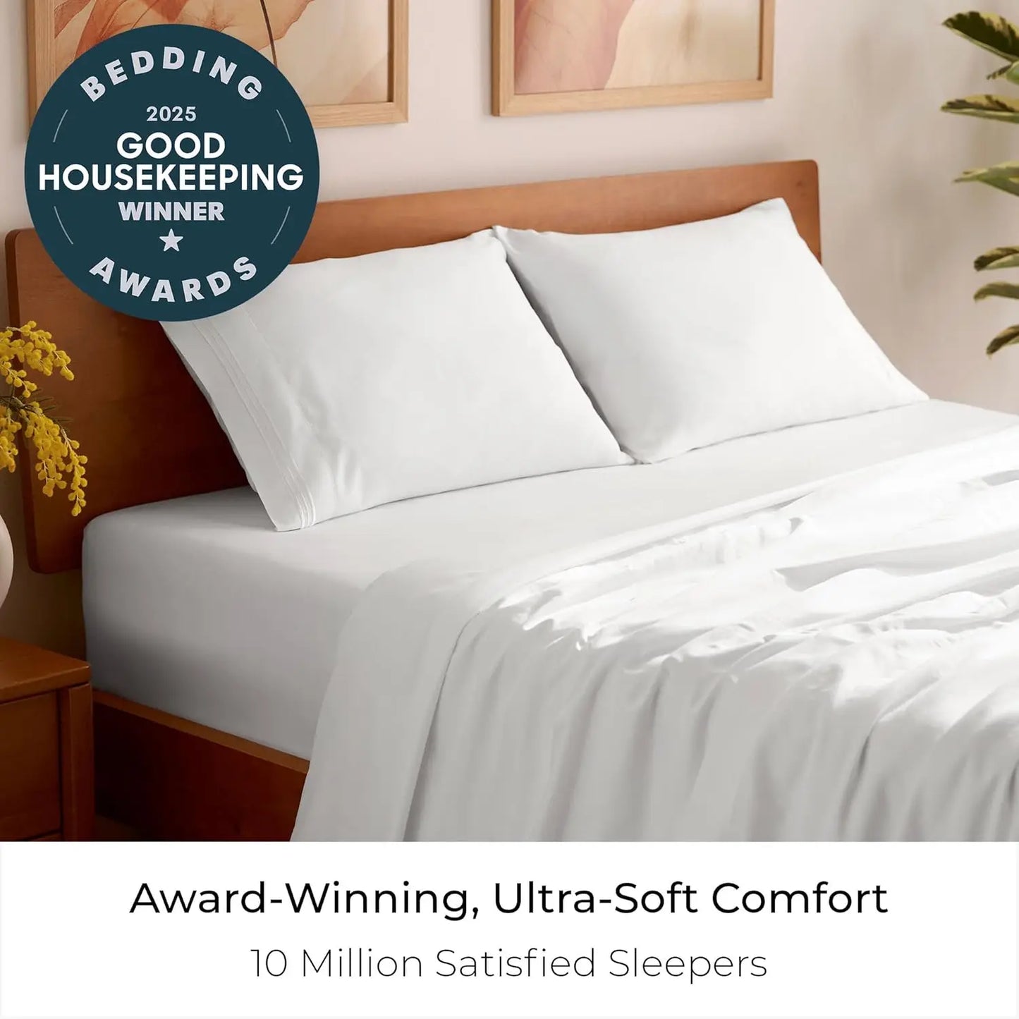 Hotel Luxury Queen Sheet Set 4 Piece Polyester Cotton Cooling Stain Resistant