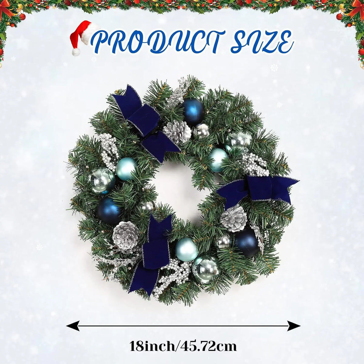 Artificial Christmas Wreath With LED Lights for Door Decor
