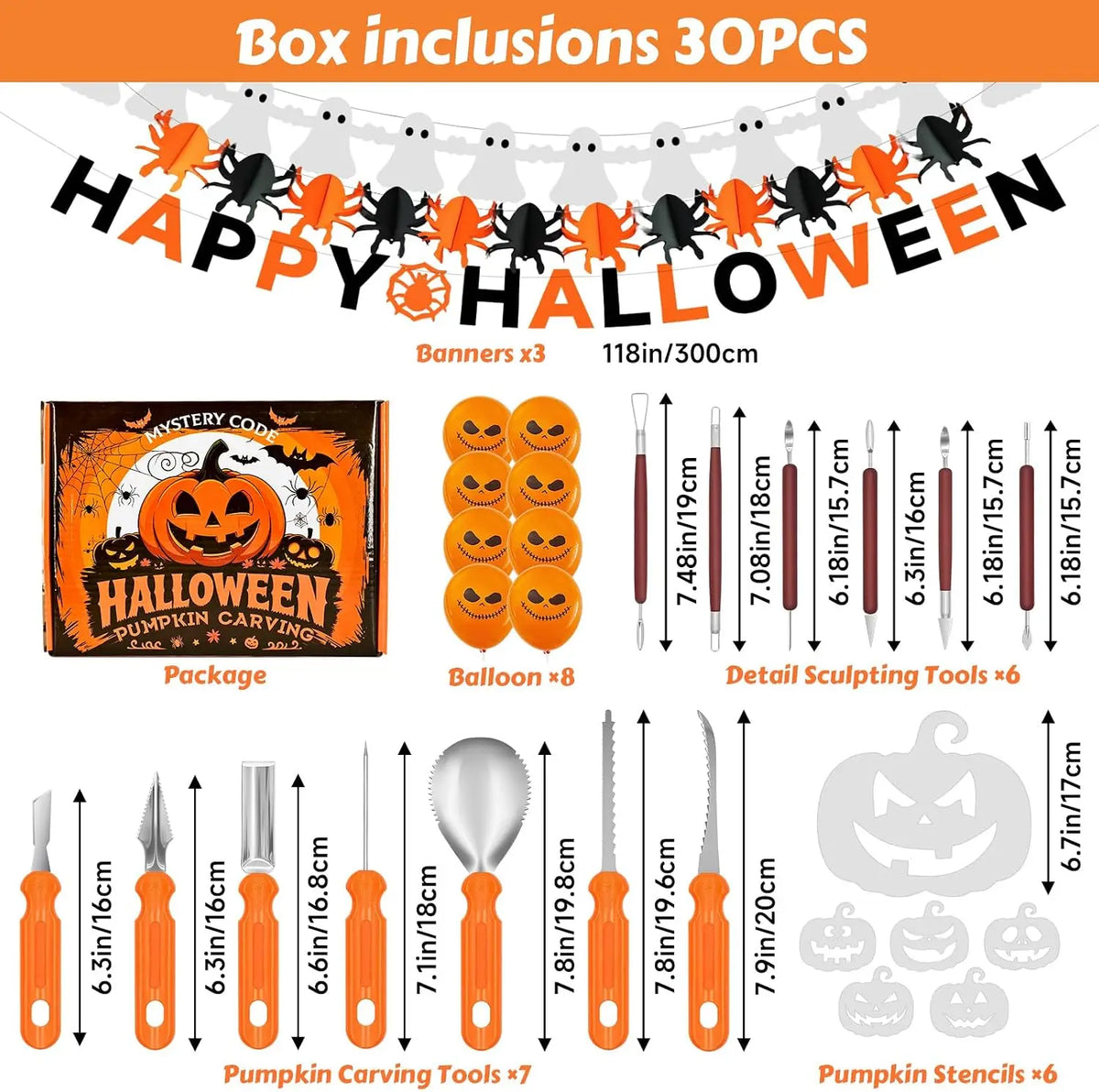 Halloween Pumpkin Carving Kit with Stencils and Family Decorating Tools