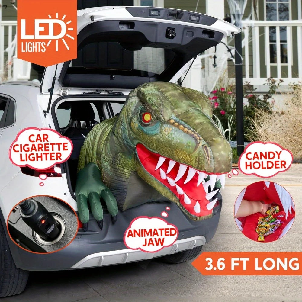 Animated Halloween Inflatable Dinosaur With LED Lights For Yard Decor