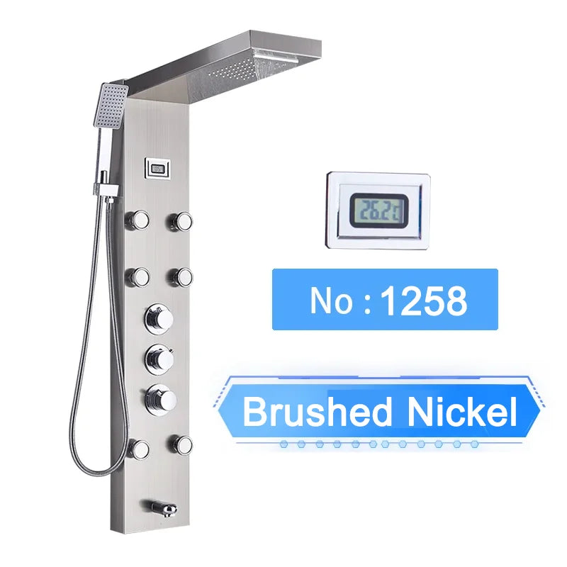 Shinesia LED Shower Panel With Waterfall Rainfall And Massage Jets