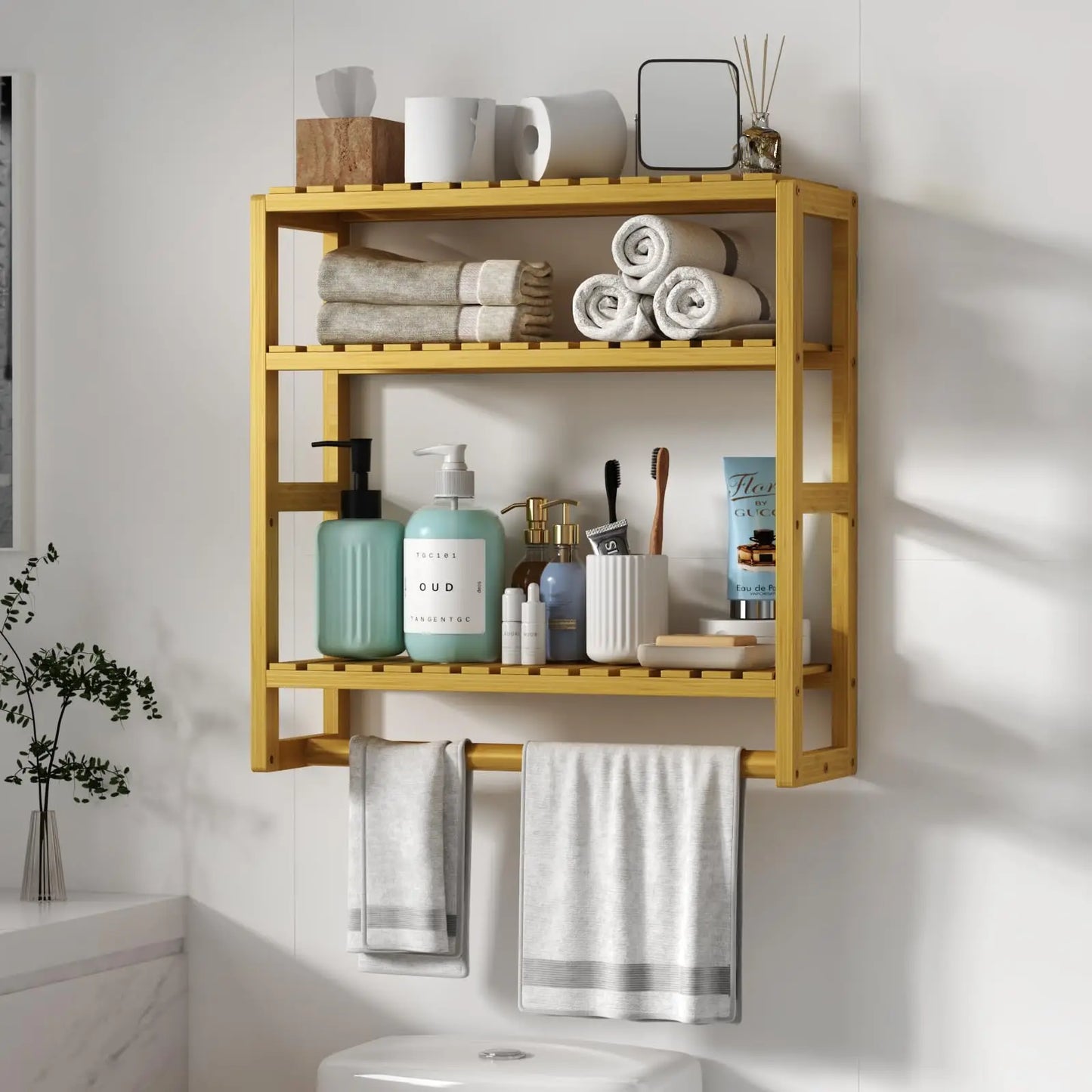 XIUWO Over The Toilet Storage Shelf 3 Tier Wall Mounted Organizer