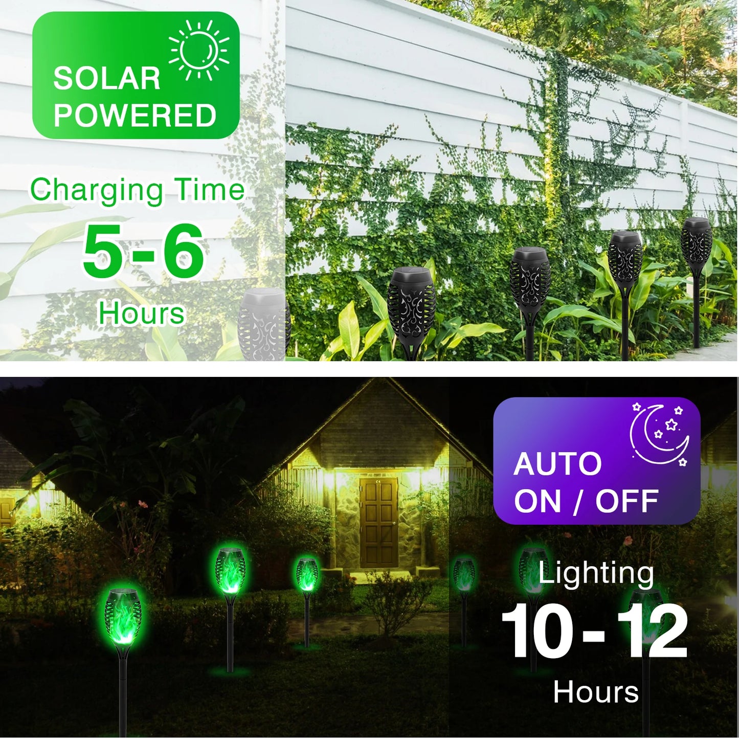 Solar Flame Torch Led Lights for Outdoor Lawn Pathway Decoration