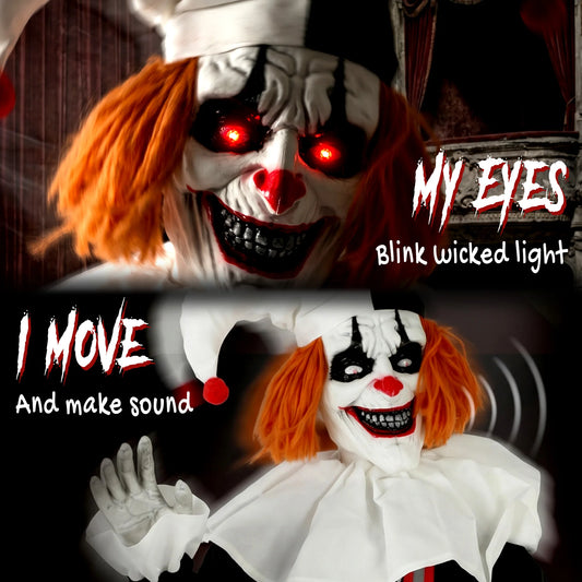Animated Halloween Clown Decoration With Touch Activated Sound And Lights