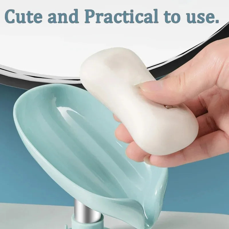 Leaf Shape Self Draining Soap Holder With Suction Cup