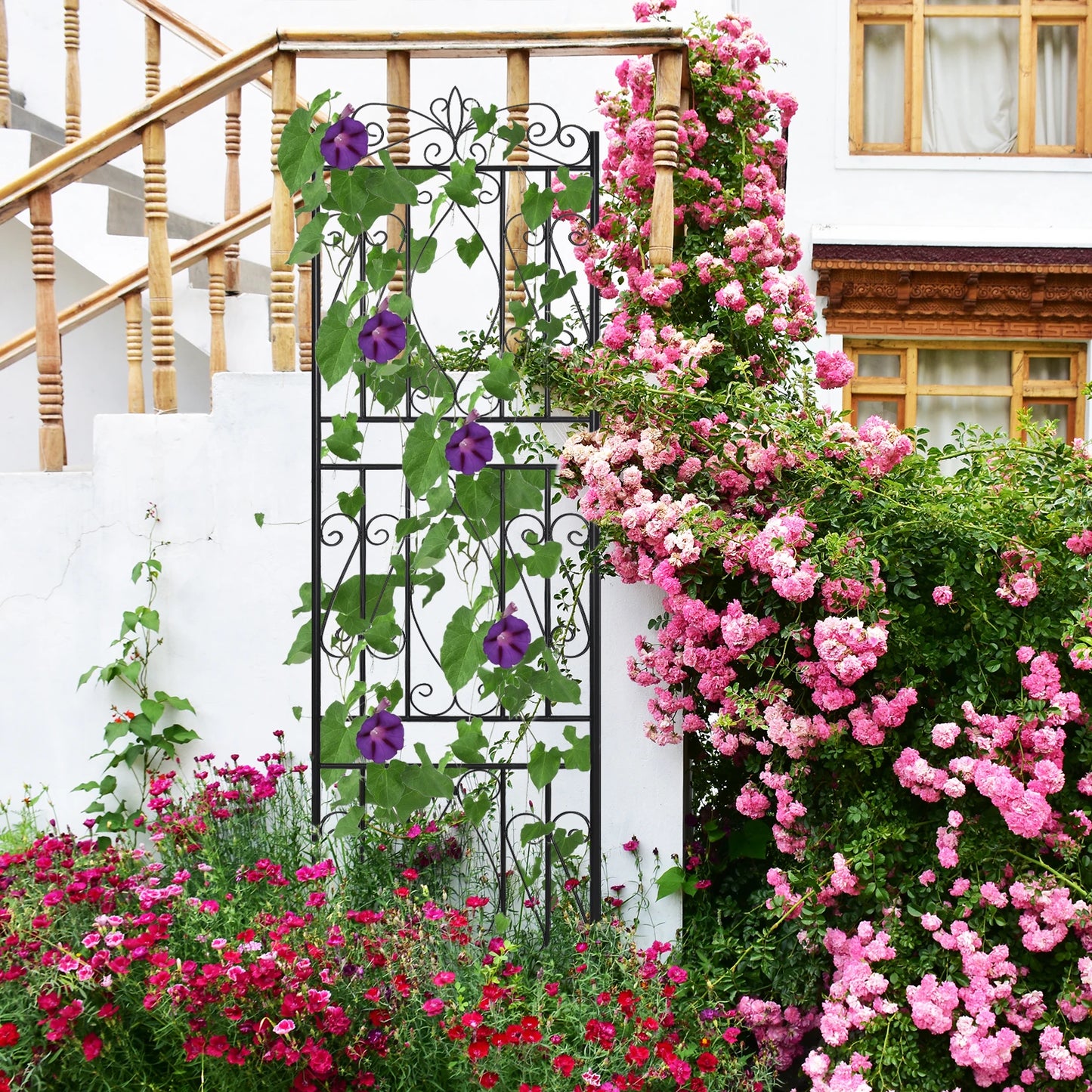 Rustproof Tall Garden Trellis for Climbing Plants Metal Plant Support Fence