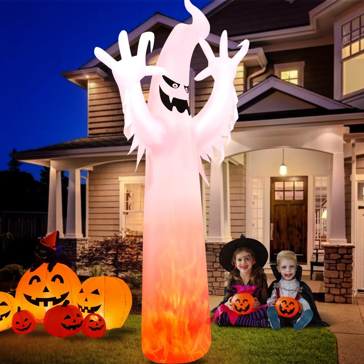 LIFEZEAL Halloween Inflatable Ghost Decoration With Built In LED Lights