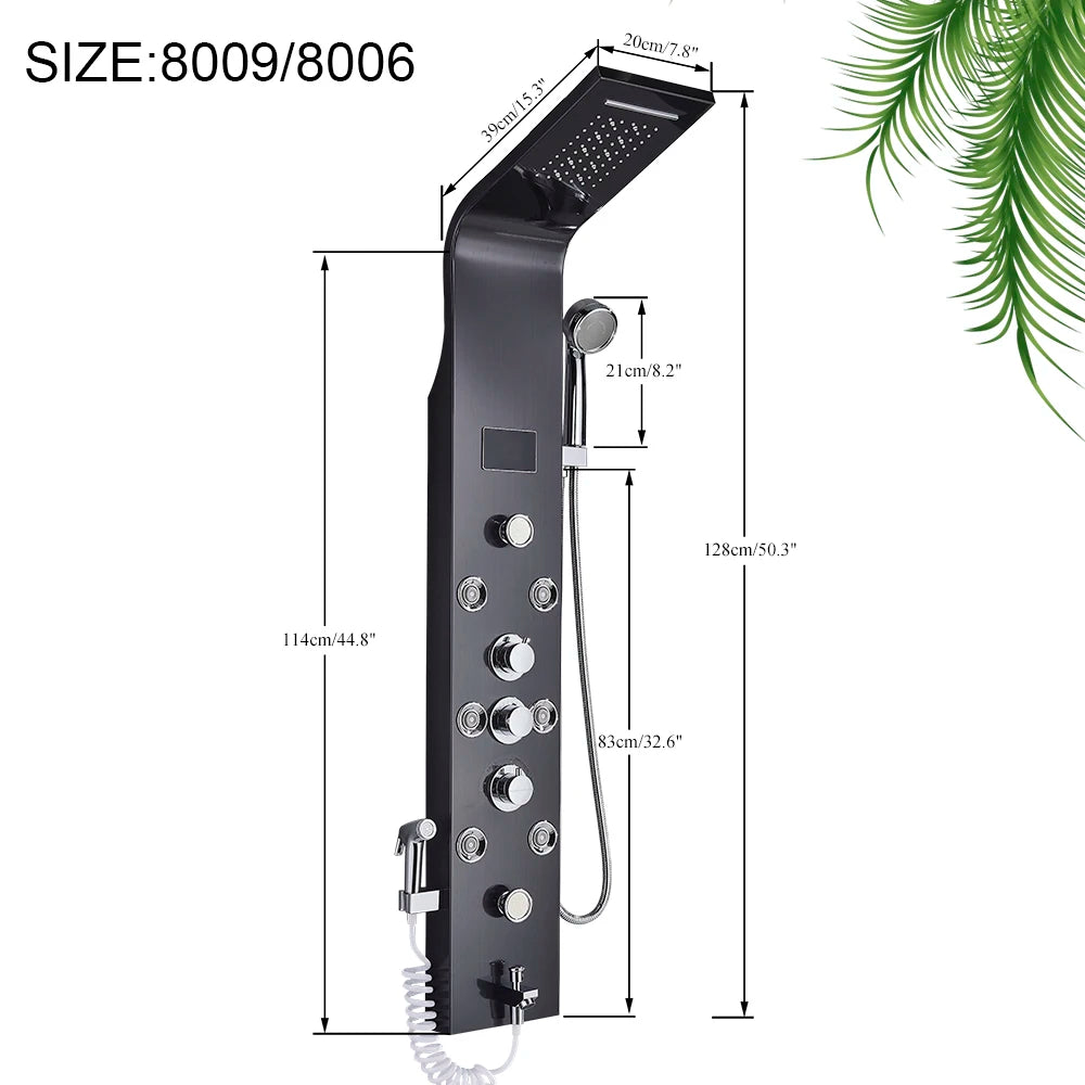MYQualife LED Shower Panel With Waterfall Rainfall And Massage Jets