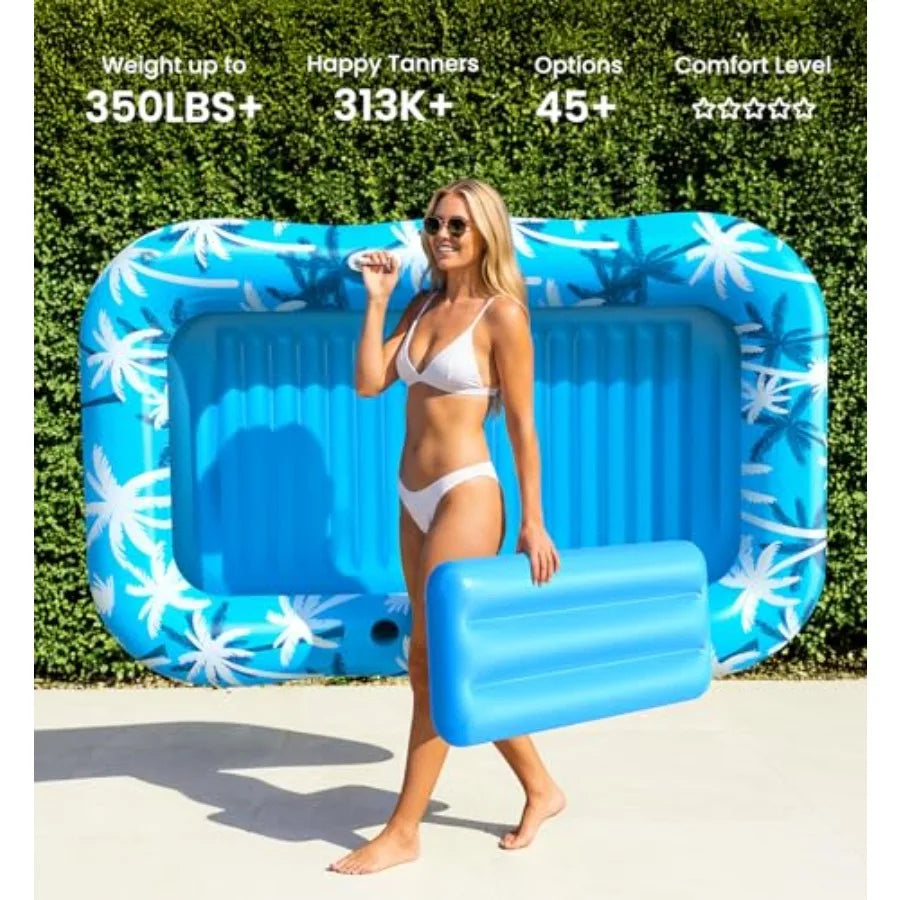 Inflatable Tanning Pool Lounger Float With Sprinkler