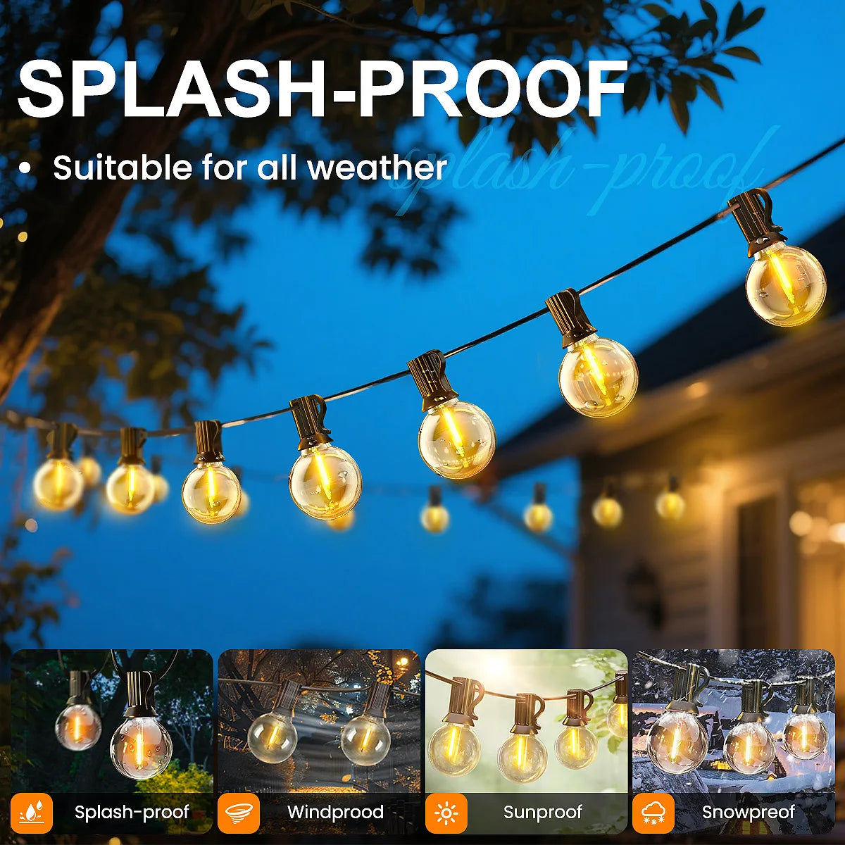 Aiopp G40 LED Globe String Lights Outdoor with US Plug